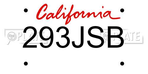 293JSB California License Plate