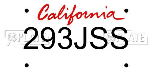 293JSS California License Plate