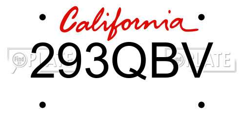 293QBV California License Plate
