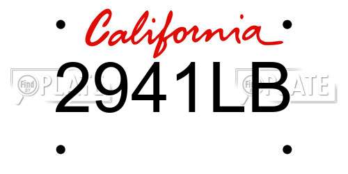 2941LB California License Plate