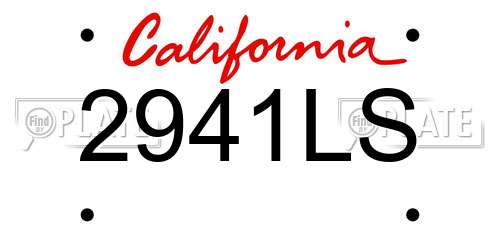 2941LS California License Plate