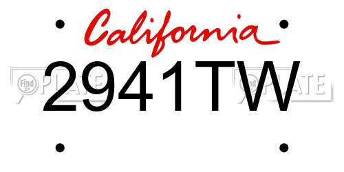 2941TW California License Plate