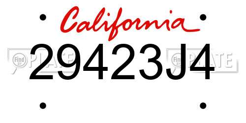 29423J4 California License Plate