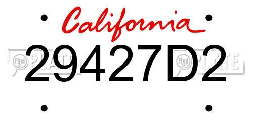 29427D2 California License Plate