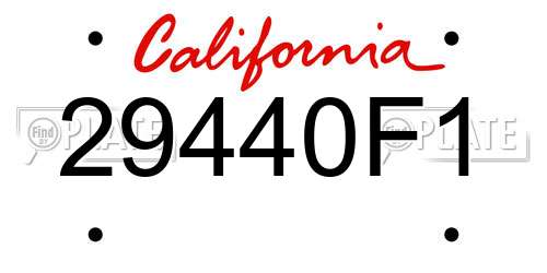 29440F1 California License Plate