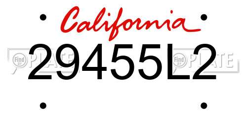 29455L2 California License Plate