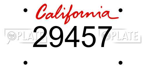 29457 California License Plate