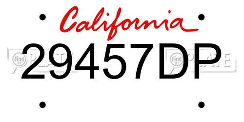 29457DP California License Plate