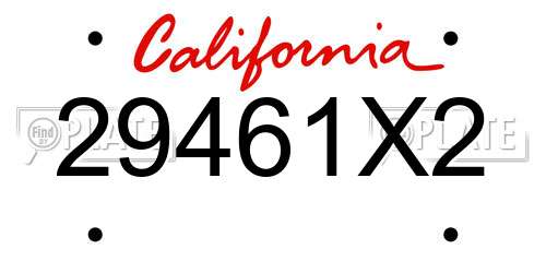 29461X2 California License Plate