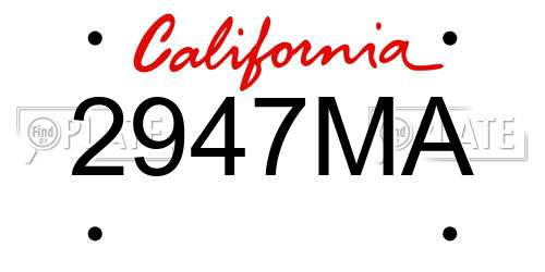 2947MA California License Plate