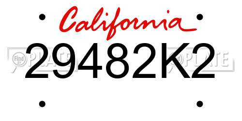 29482K2 California License Plate