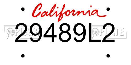 29489L2 California License Plate