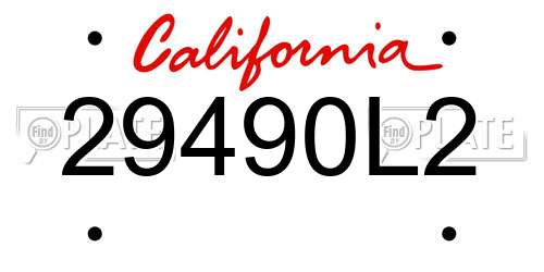 29490L2 California License Plate