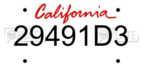 29491D3 California License Plate
