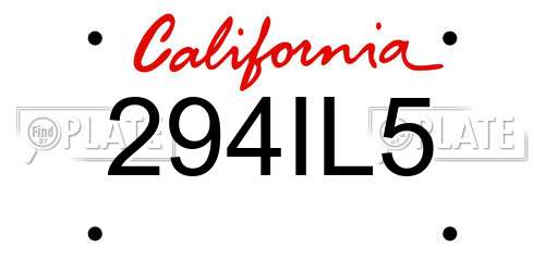 294IL5 California License Plate