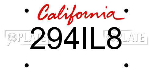294IL8 California License Plate