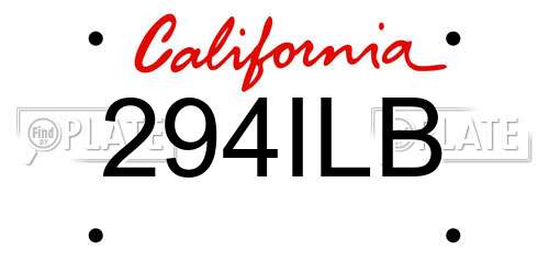 294ILB California License Plate