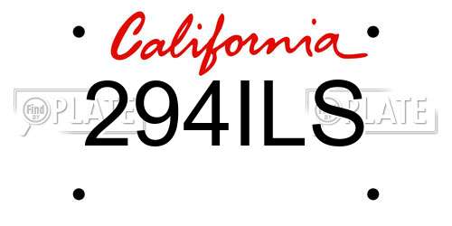 294ILS California License Plate
