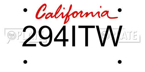 294ITW California License Plate
