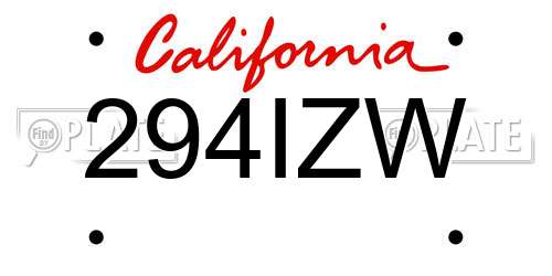 294IZW California License Plate
