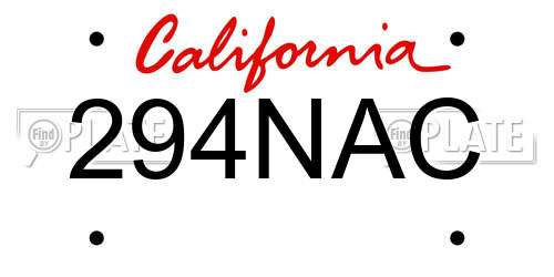 294NAC California License Plate