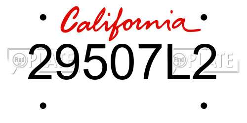 29507L2 California License Plate