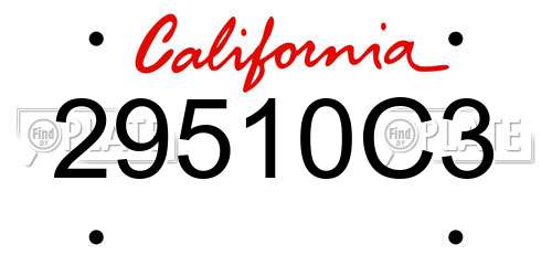 29510C3 California License Plate