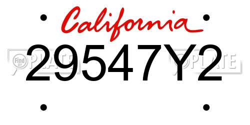 29547Y2 California License Plate