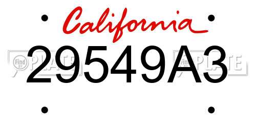 29549A3 California License Plate