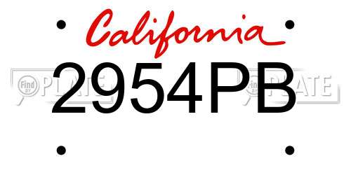 2954PB California License Plate