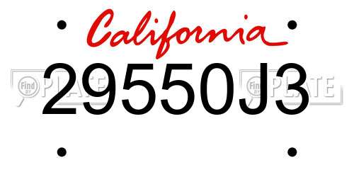 29550J3 California License Plate