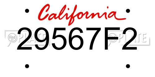 29567F2 California License Plate