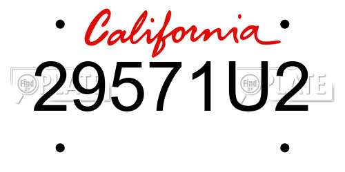 29571U2 California License Plate