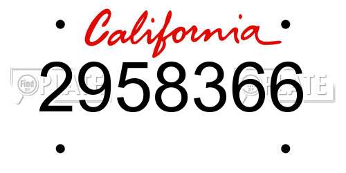 2958366 California License Plate