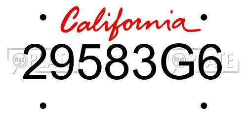 29583G6 California License Plate