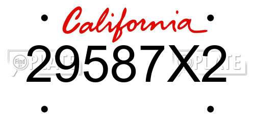 29587X2 California License Plate