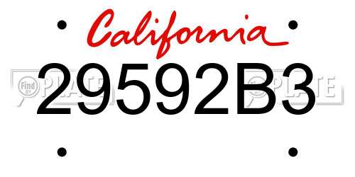 29592B3 California License Plate