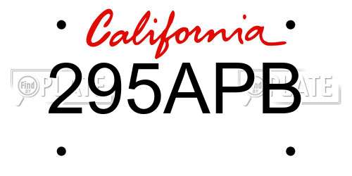 295APB California License Plate