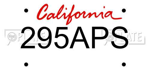 295APS California License Plate