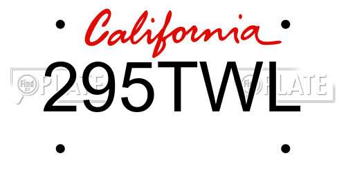295TWL California License Plate