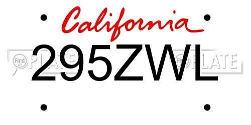 295ZWL California License Plate