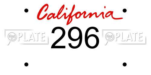 296 California License Plate