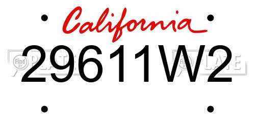 29611W2 California License Plate