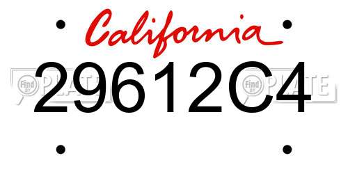 29612C4 California License Plate