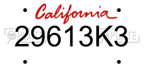 29613K3 California License Plate