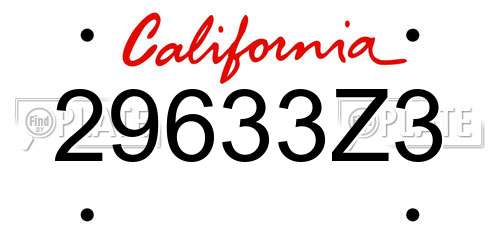 29633Z3 California License Plate