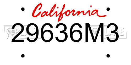 29636M3 California License Plate