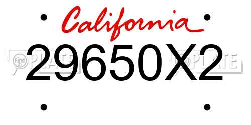 29650X2 California License Plate