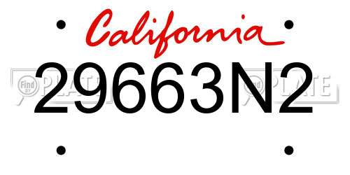 29663N2 California License Plate