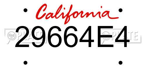 29664E4 California License Plate